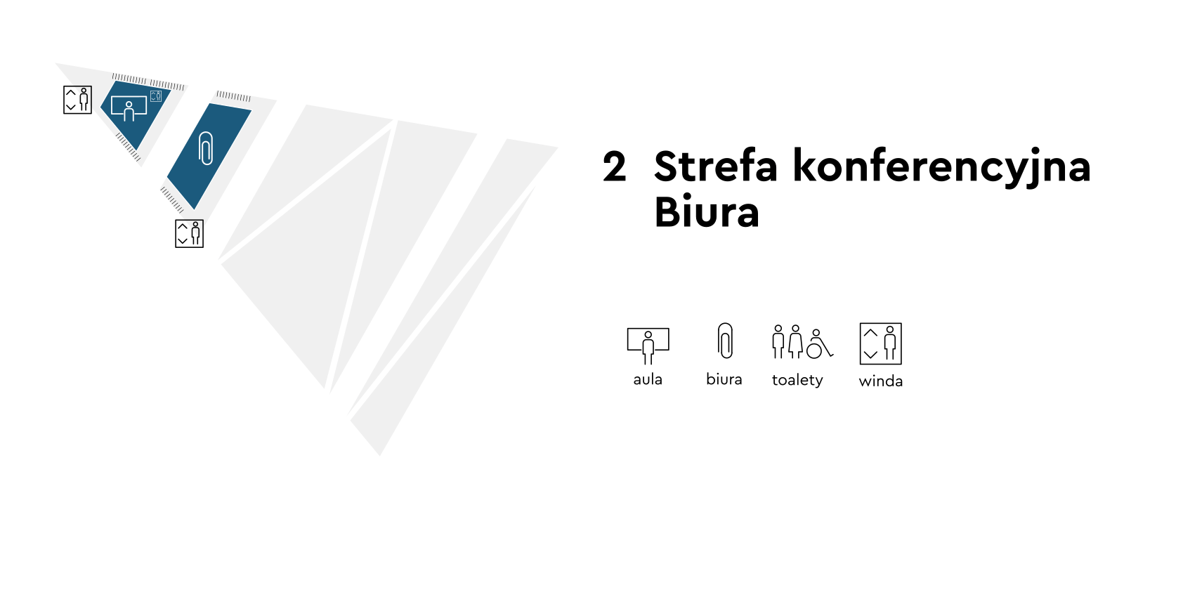 Plan poziomu +2 (strefa konferencyjna i biura)